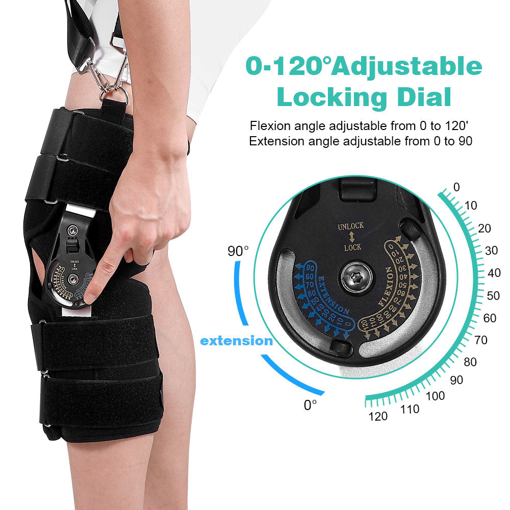 Adjustable Hinged Knee Support with Secure Locking Dials