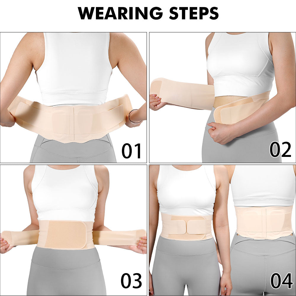 Supportive Lumbar Back Brace with Adjustable Compression Strap