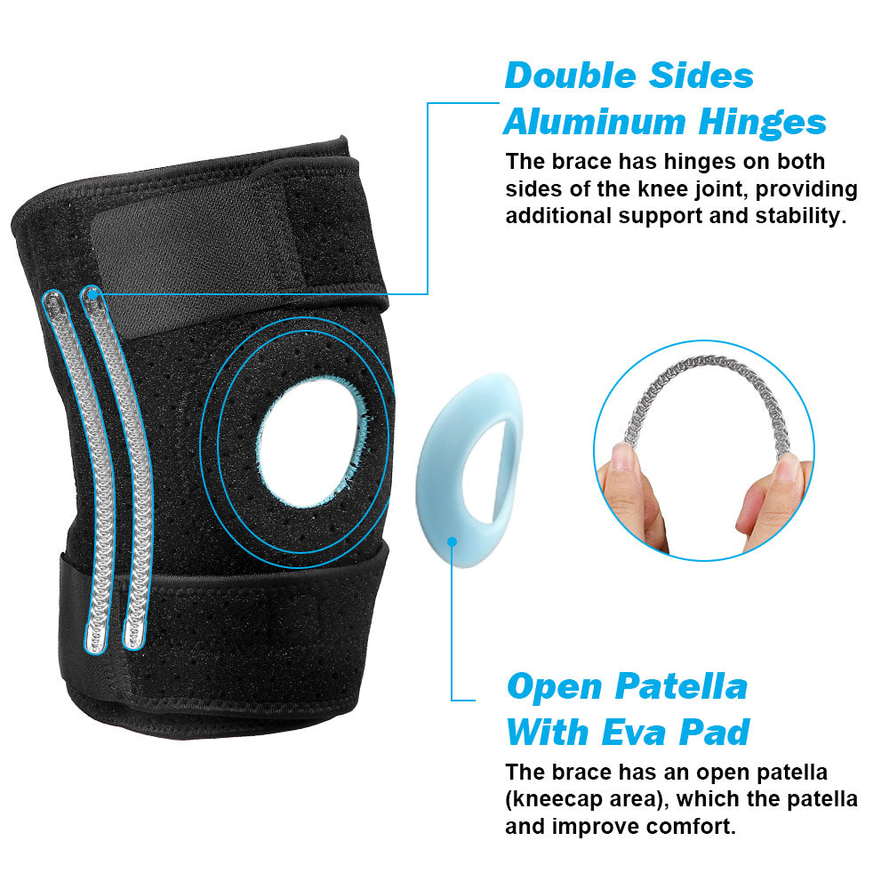 Supportive Hinged Knee Support with Padded Compression Wrap