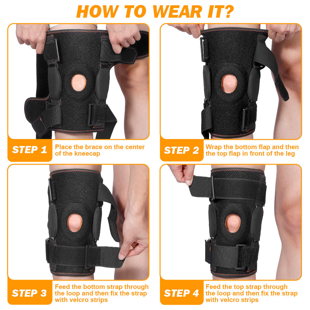 Strong Hinged Knee Support Brace with Metal Stabilizer