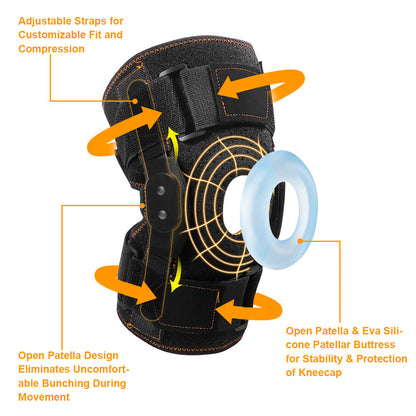 Strong Hinged Knee Support Brace with Metal Stabilizer