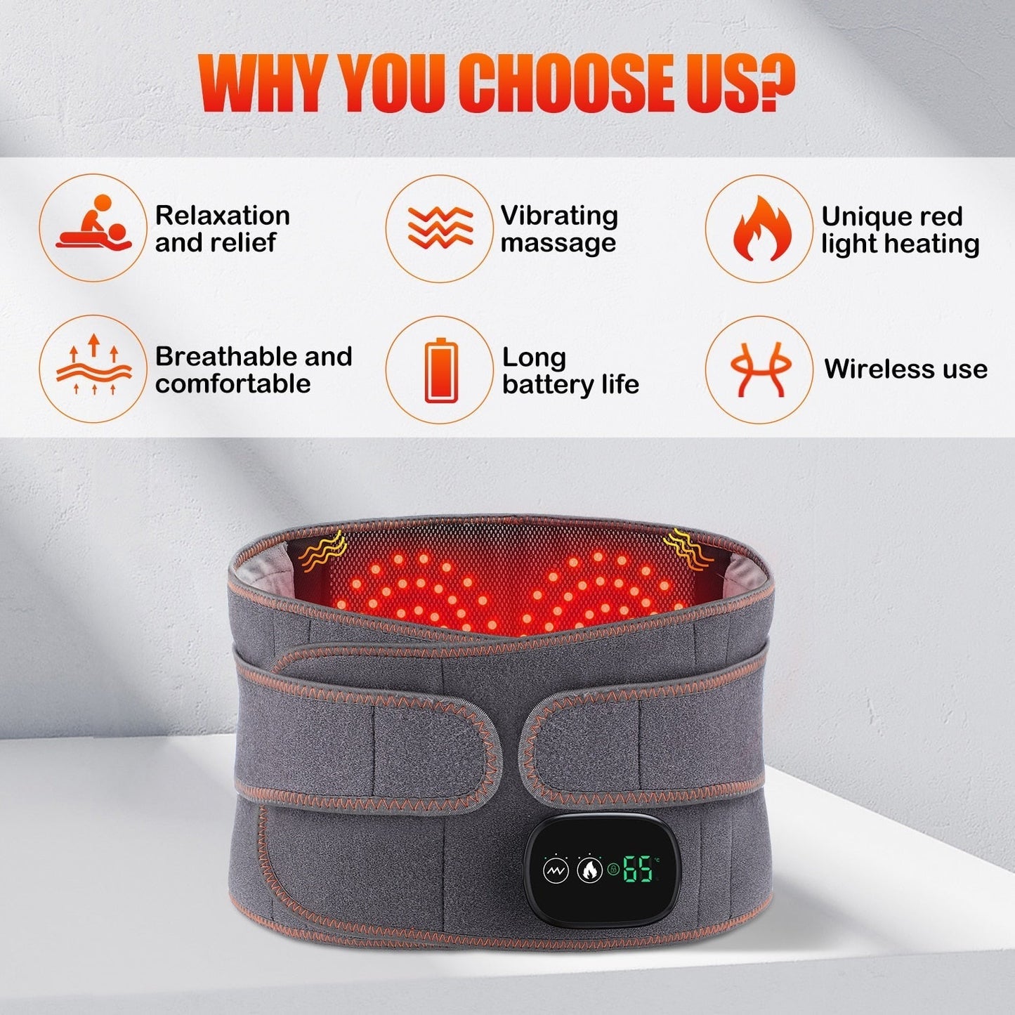 Infrared Heating Waist Massage Belt Vibration