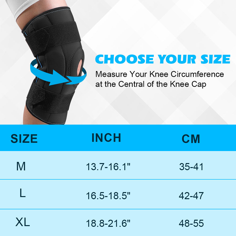 Supportive Hinged Knee Support with Padded Compression Wrap