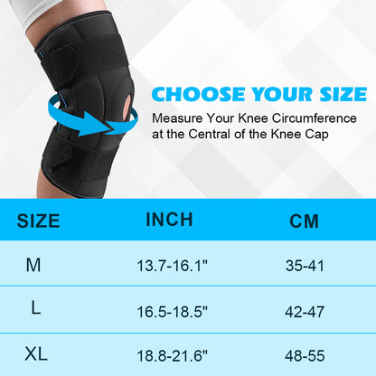 Supportive Hinged Knee Support with Padded Compression Wrap